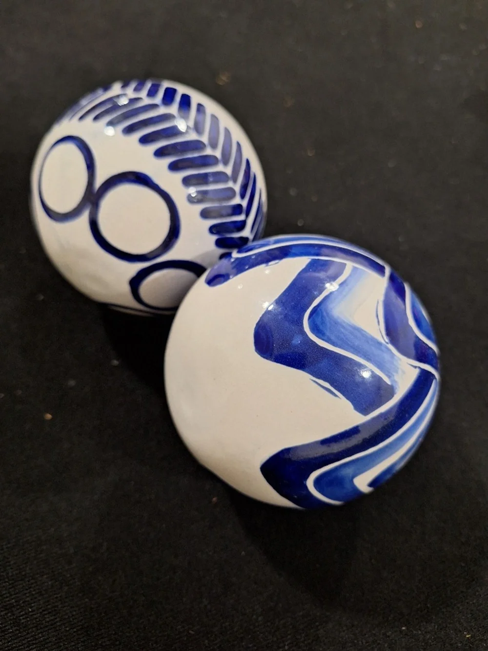 Pier 1 Imports Blue And White Porcelain Balls Decor Ceramic 2 Pcs